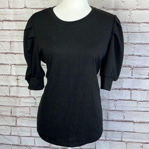 Gibson Look Puff Shoulder Half Sleeve Knit Top